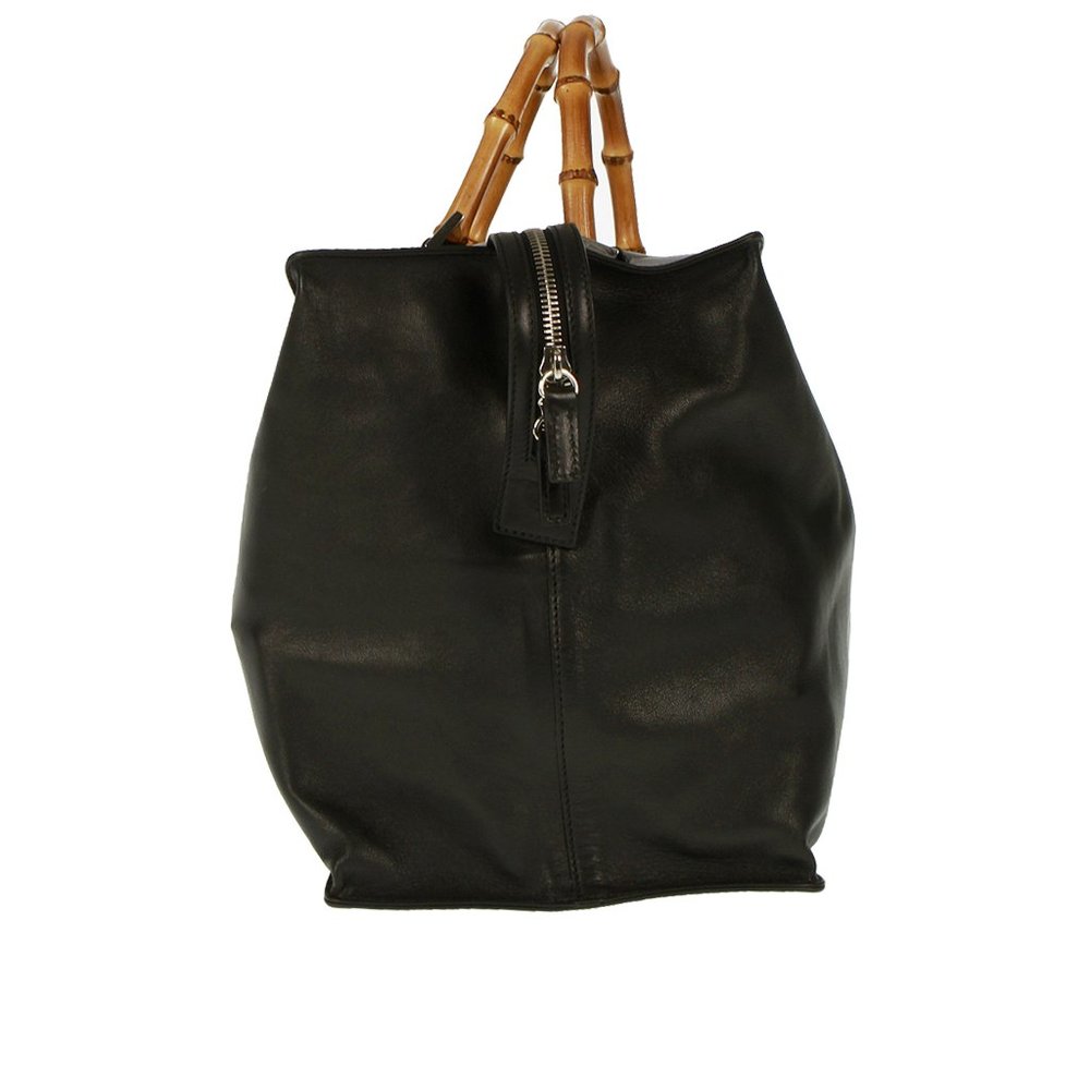 Jil Sander Black Bamboo-handle Bowling Bag